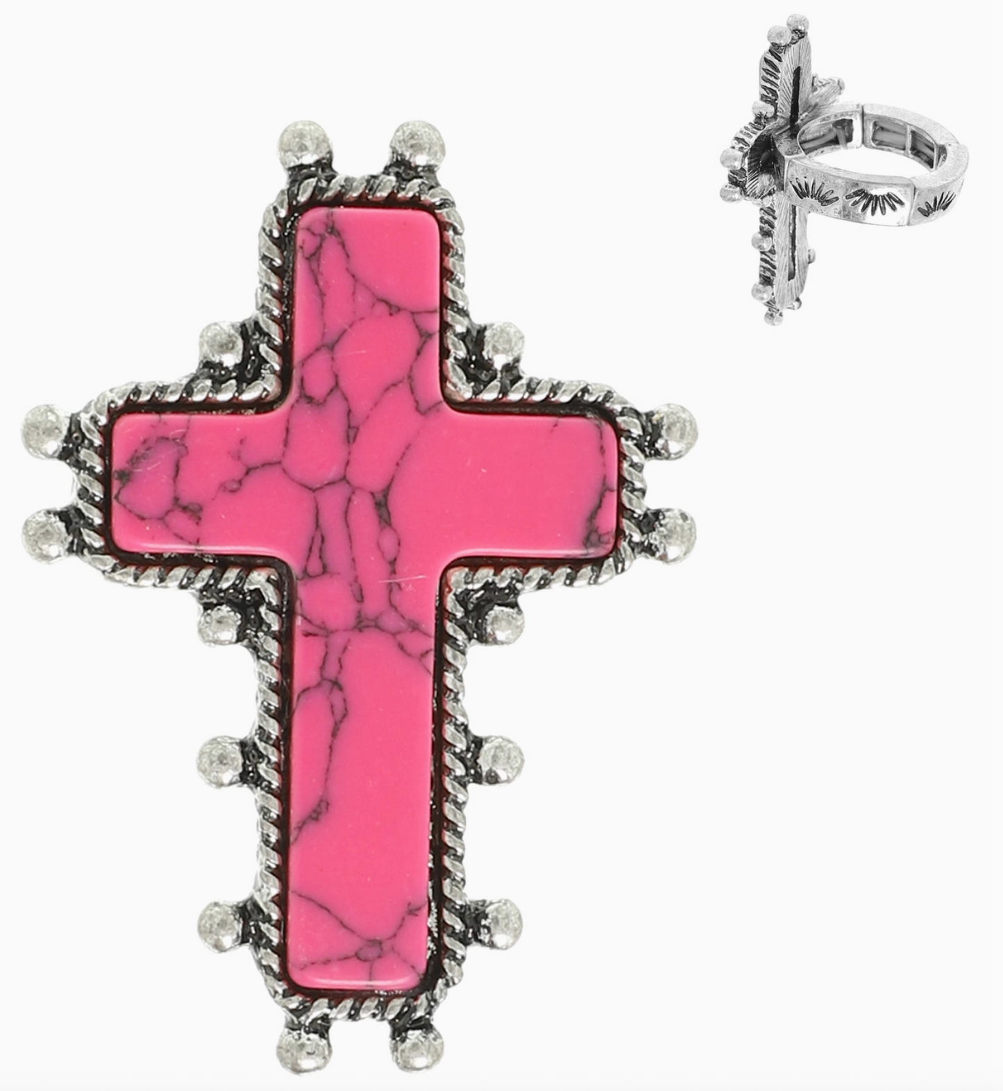 Western Turquoise Cross Stretch Ring