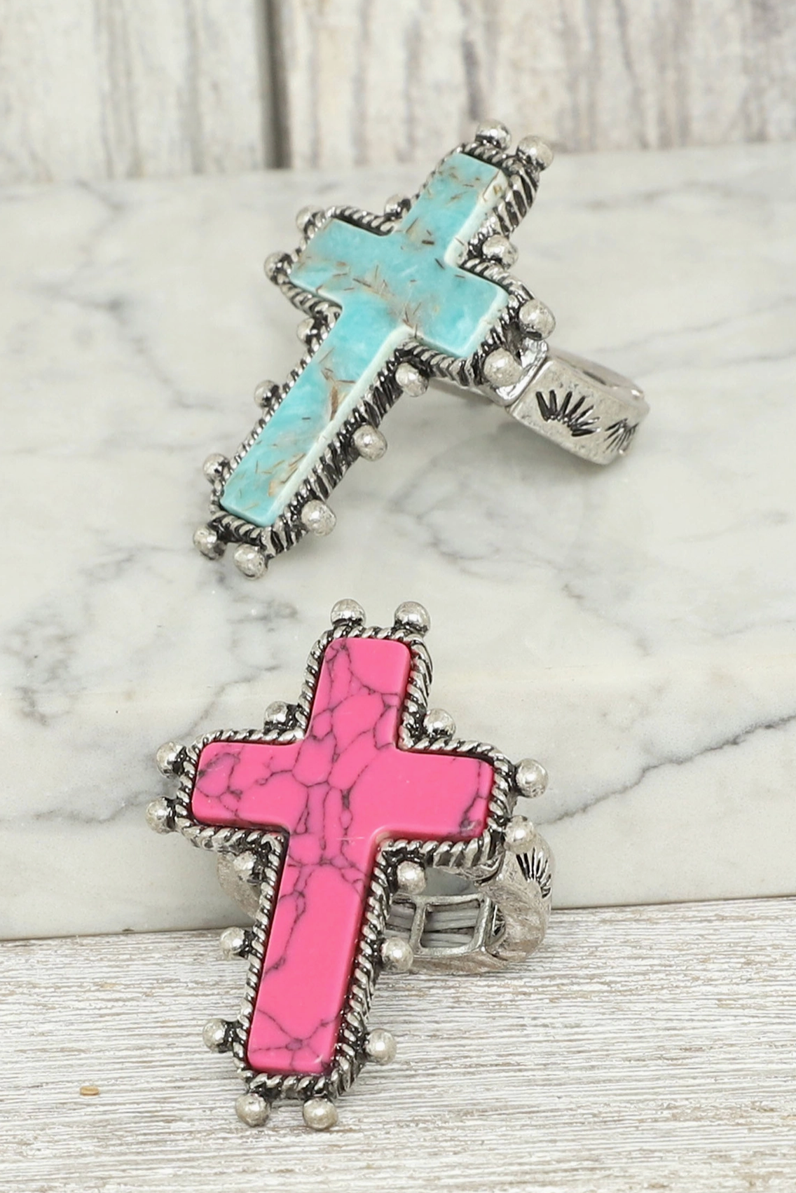 Western Turquoise Cross Stretch Ring