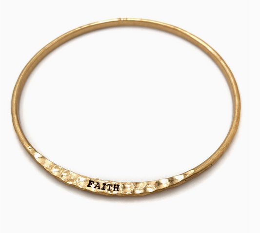 Engraved Faith Inspirational Message Wrist Bangle