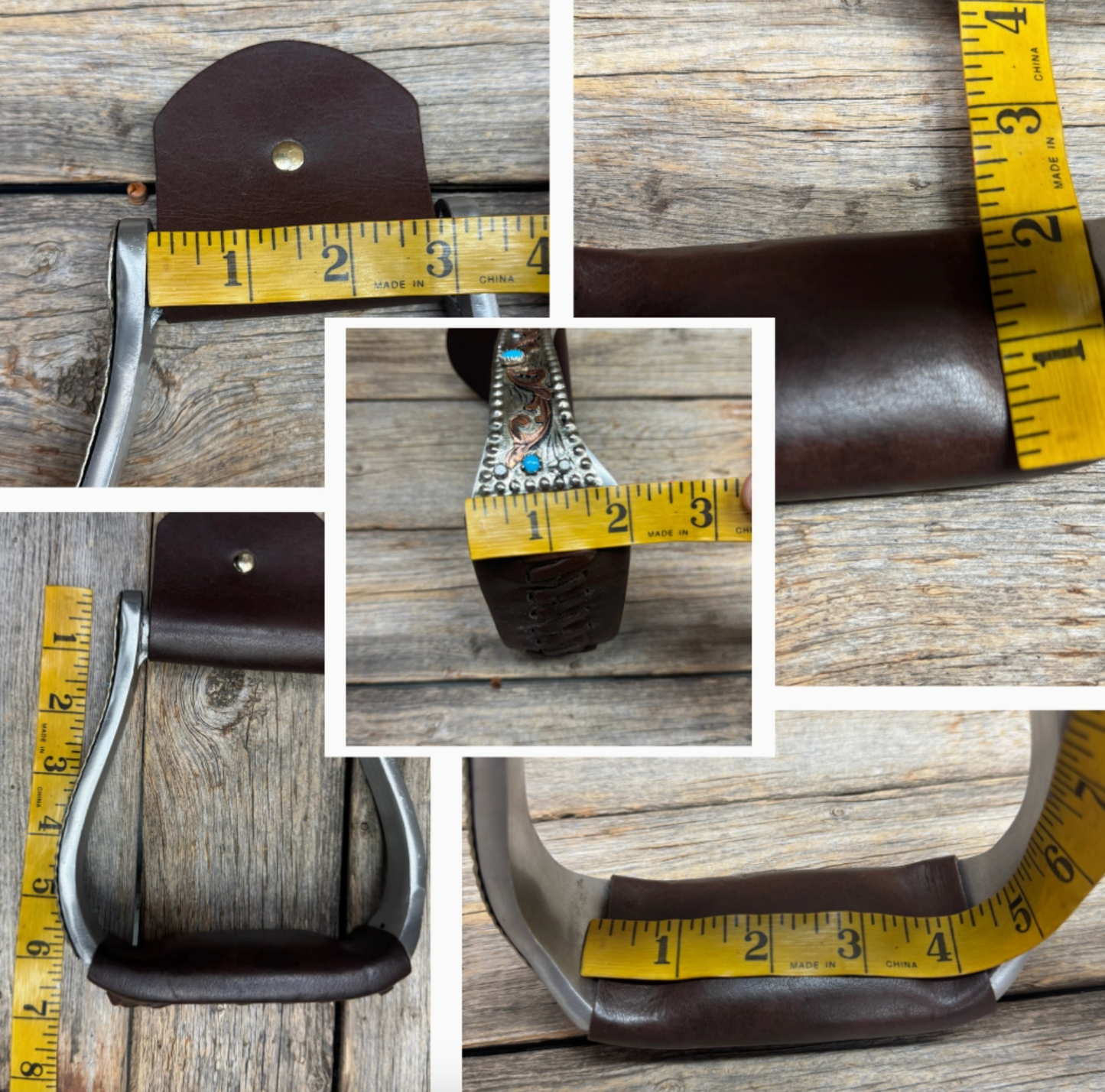 Hand Engraved Copper & Turquoise Angled Barrel Racing Stirrups - PRE ORDER