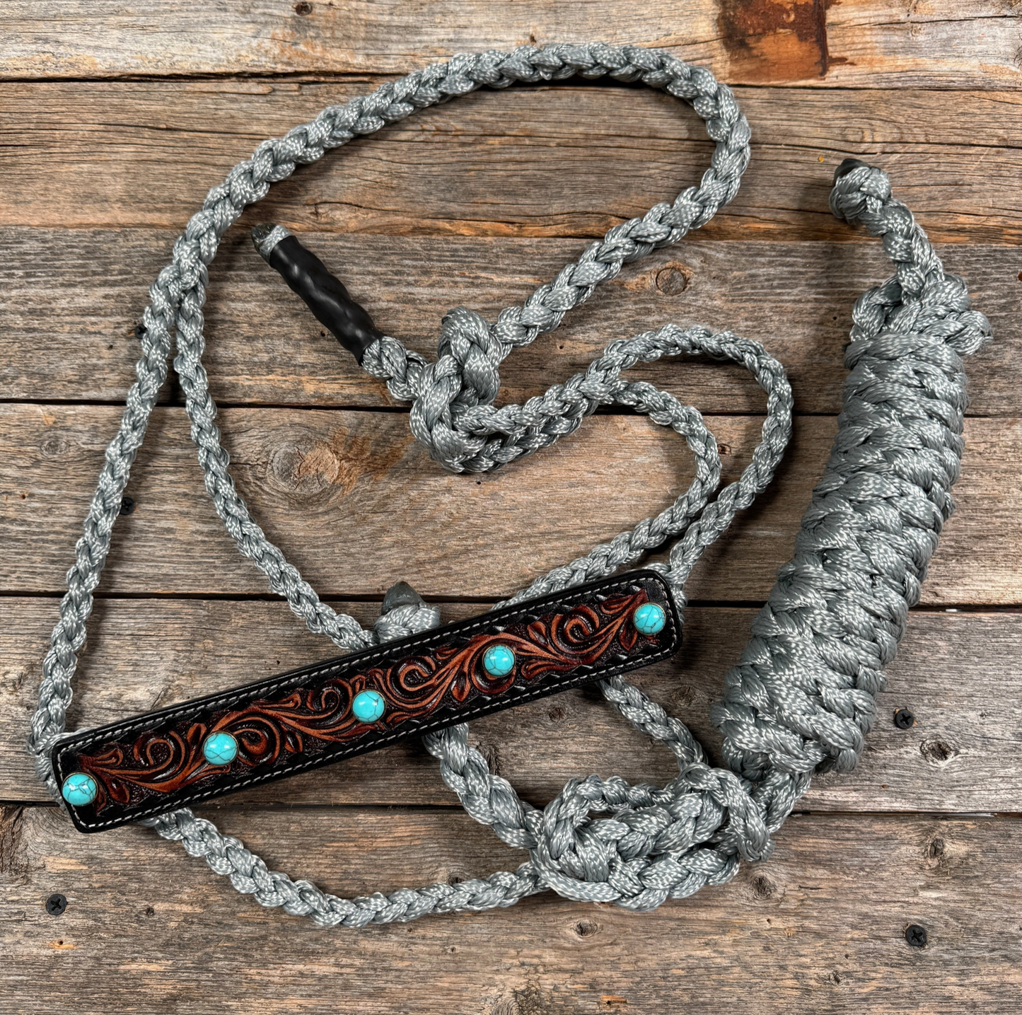 Mule Tape Halter - Leather Noseband & Round Turquoise Cabochon Conchos - PRE ORDER