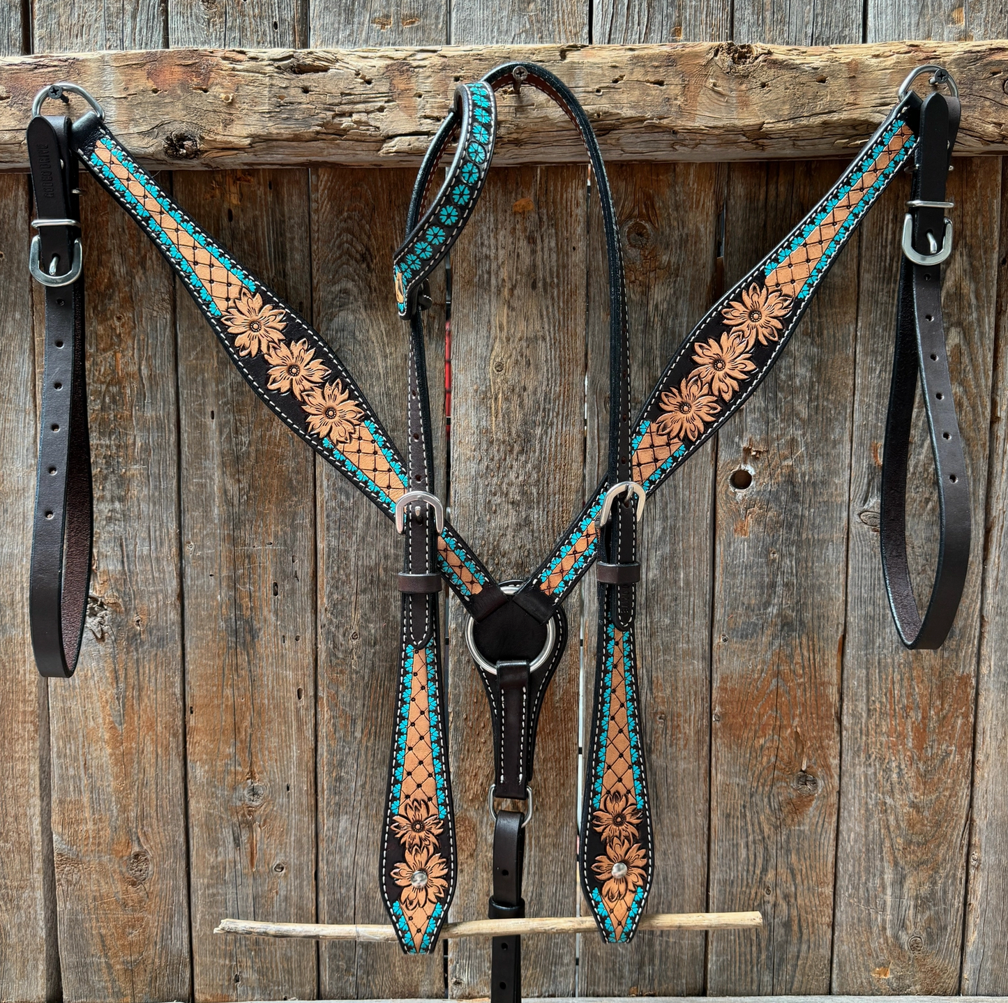 Multi Flower One Ear Headstall and Breast collar Tack Set -PRE ORDER