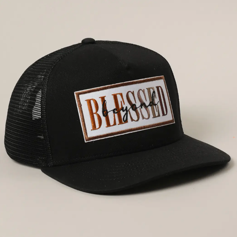 Blessed Beyond Text Embroidery Patch Mesh Back Cap
