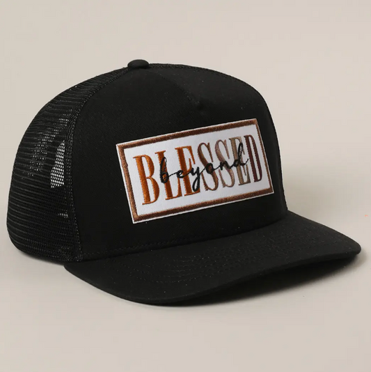 Blessed Beyond Text Embroidery Patch Mesh Back Cap