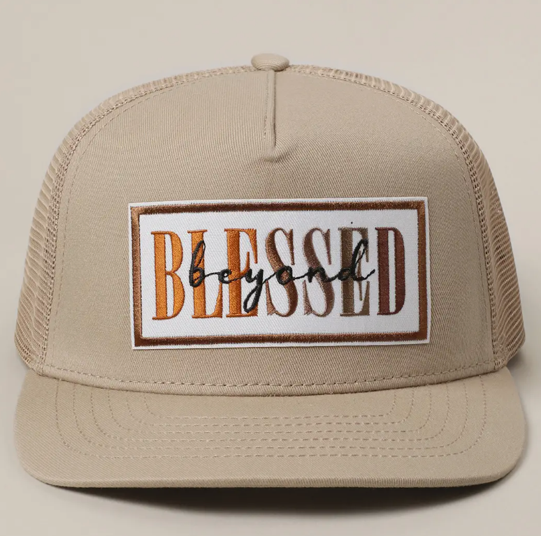 Blessed Beyond Text Embroidery Patch Mesh Back Cap
