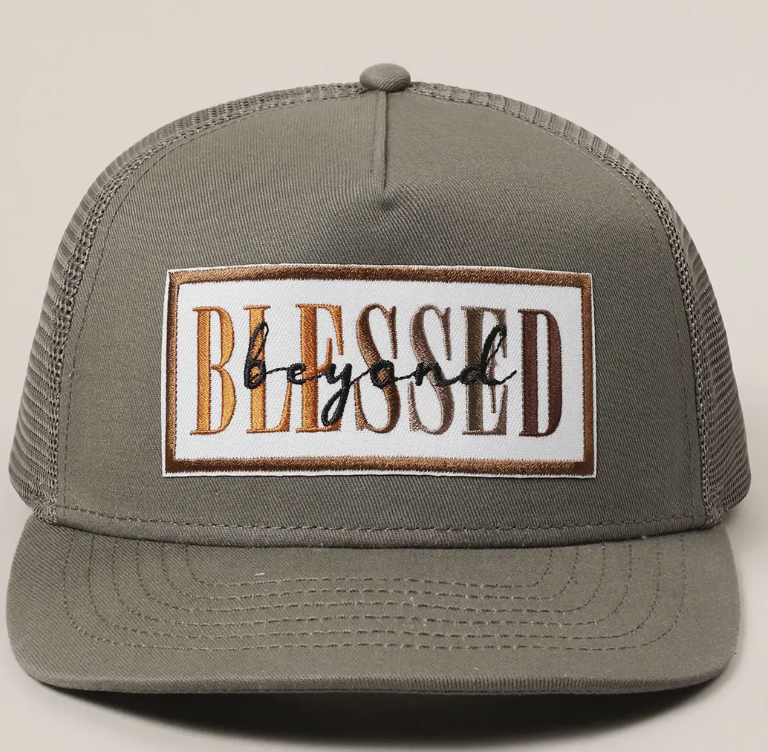 Blessed Beyond Text Embroidery Patch Mesh Back Cap