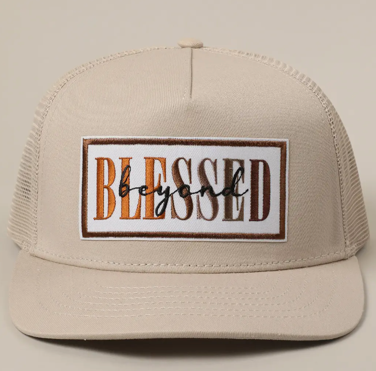 Blessed Beyond Text Embroidery Patch Mesh Back Cap