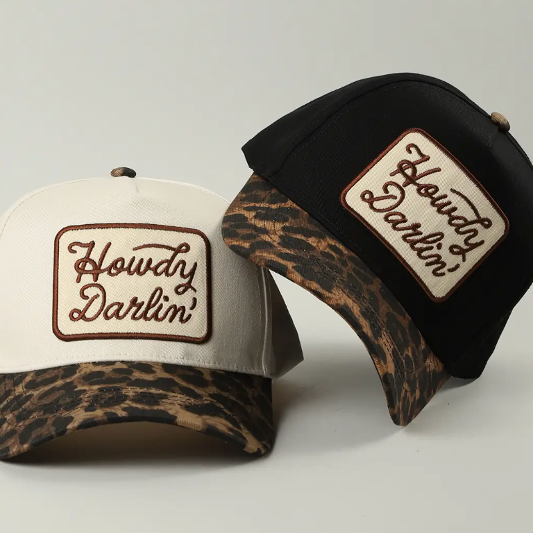 Howdy Darlin' Embroidered Leopard Brim Trucker Hat
