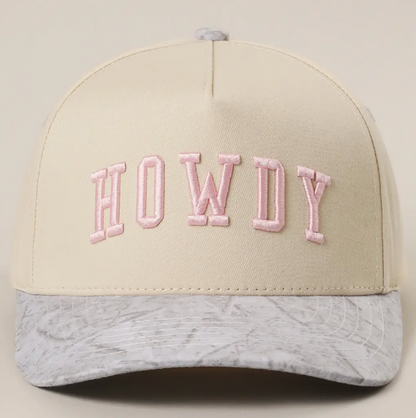 Howdy Embroidered Two-Tone White Camo Trucker Hat