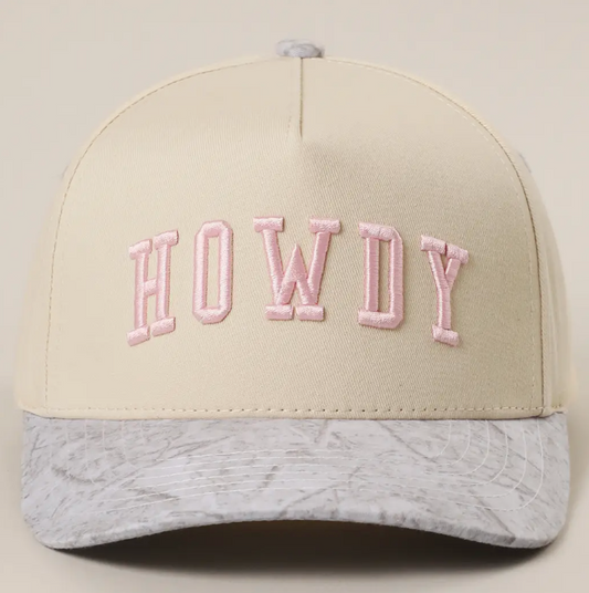 Howdy Embroidered Two-Tone White Camo Trucker Hat